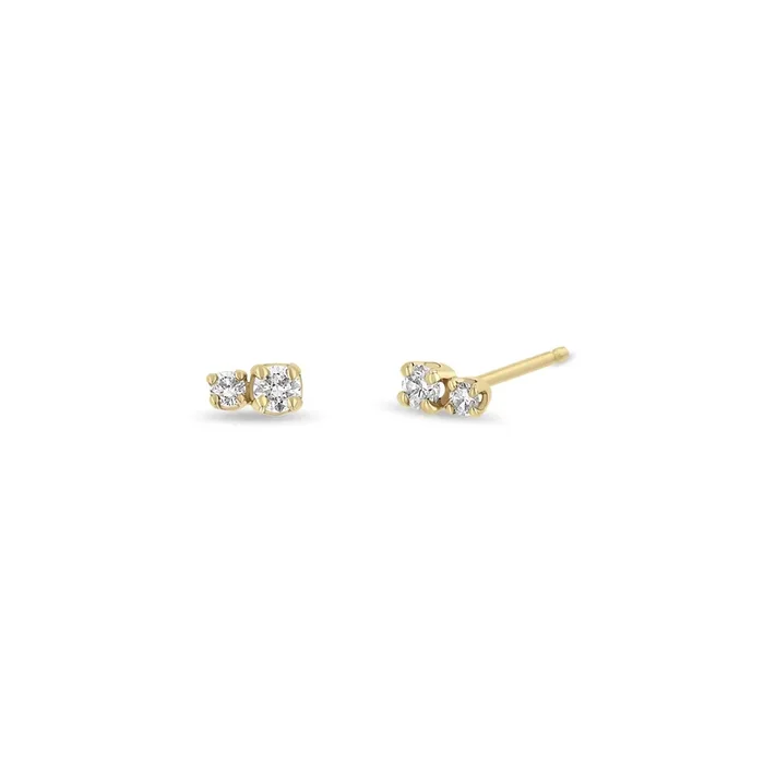 14k 2 Mixed Size Prong Diamond Studs