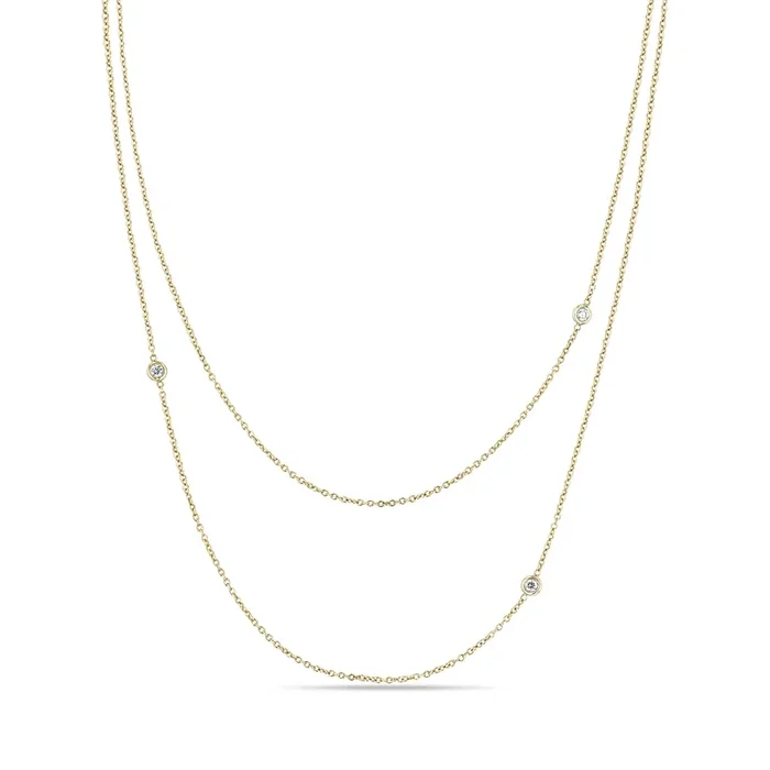 14k 3 Floating Diamond Cable Chain Layered Necklace