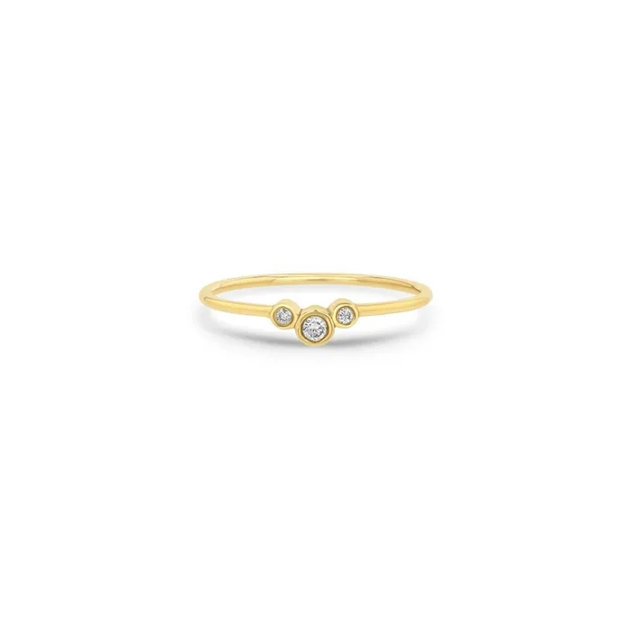 14k 3 Small Graduated Diamond Bezel Curve Ring