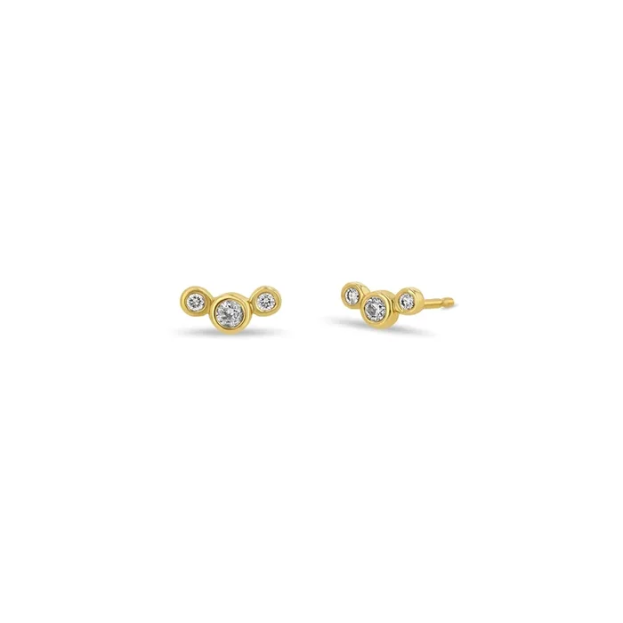 14k 3 Small Graduated Diamond Bezel Studs