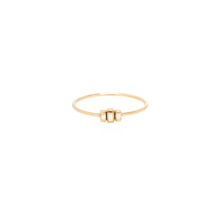 14k 3 Stepped Baguette Diamond Ring