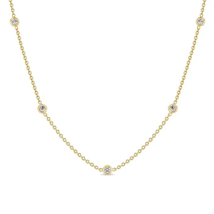 14k 5 Floating Diamond Station Necklace