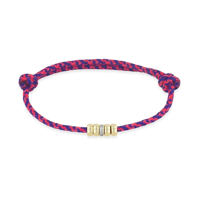 14k 5mm Gold & Diamond Rondelle Bead Paracord Bracelet