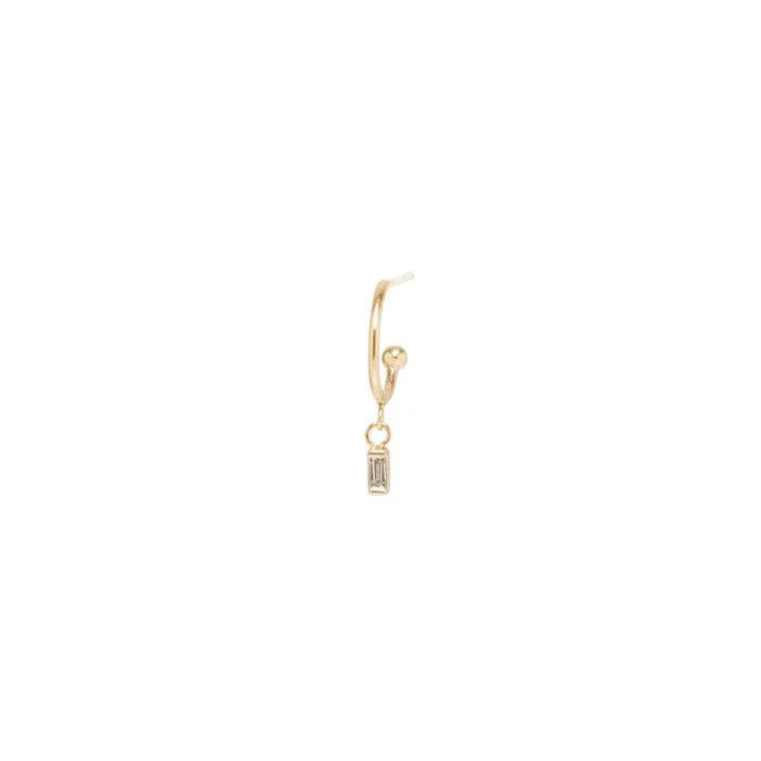 14k Baguette Diamond Thin Huggie Hoop – SALE