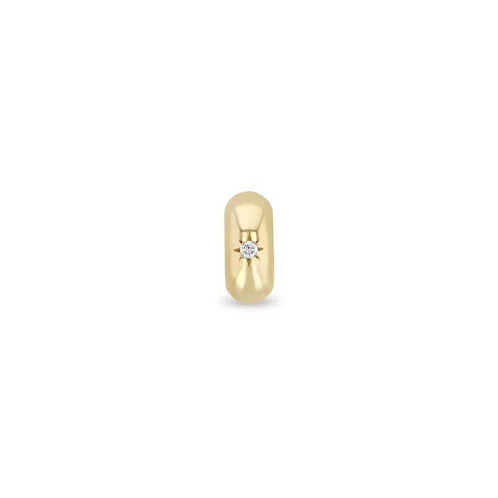 14k Bead Set Diamond Wide Half Round Slide Bead Charm