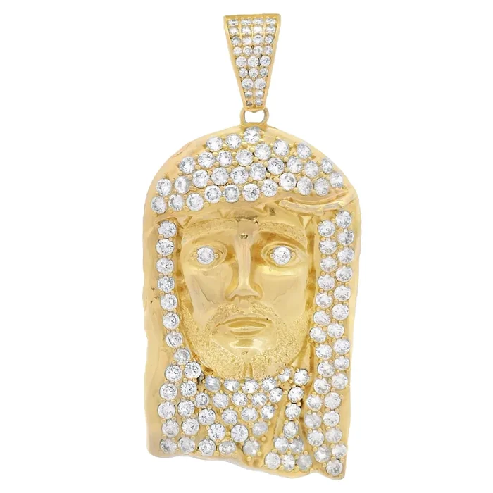 14K Big Jesus Face N Style CZ Pendant JTJ™