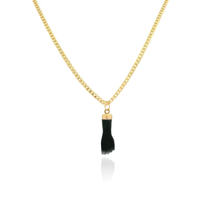 14k Black Azabache ⚫️ Pendant W/ Solid Cuban Chain (16” Inches) JTJ™