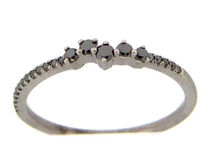 14K Black Finish Cluster Black Diamond Ring