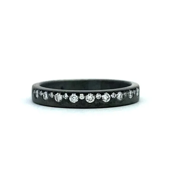14K Black Finish Contemporary Natural Diamonds Ring
