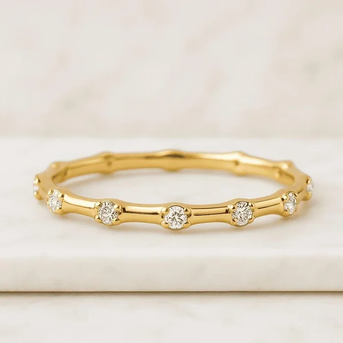 14k Brilliant Round Cut Distance Lab Grown Diamond Band