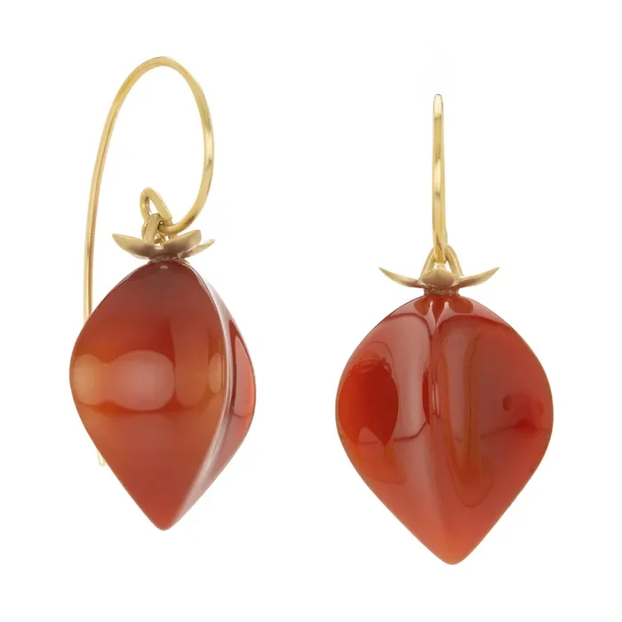 14k Carnelian Chinese Lantern Earrings