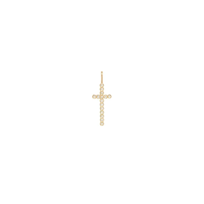 14k Diamond Bezel Cross Charm Pendant