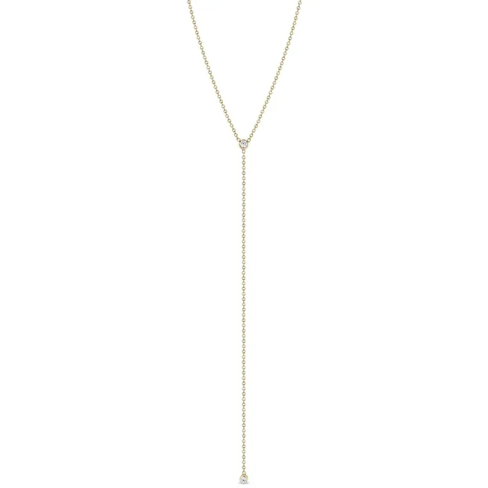 14k Diamond Bezel Lariat Necklace