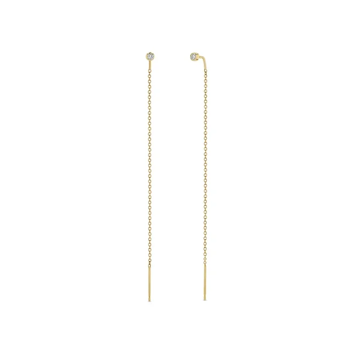 14k Diamond Bezel Threader Earrings