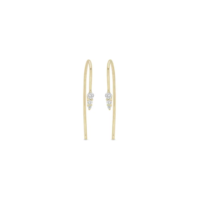 14k Diamond Ice Pick Wire Earrings