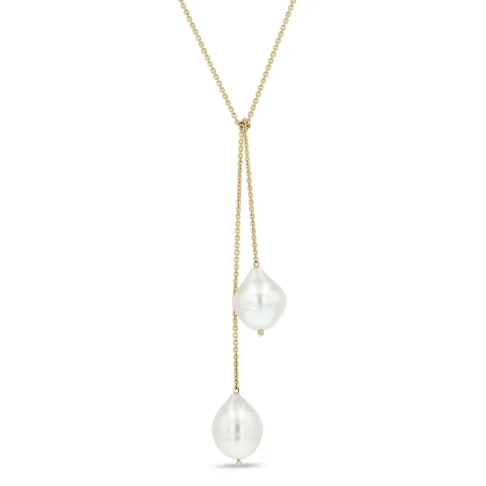 14k Double Baroque Pearl Wrap Around Lariat Necklace – SALE