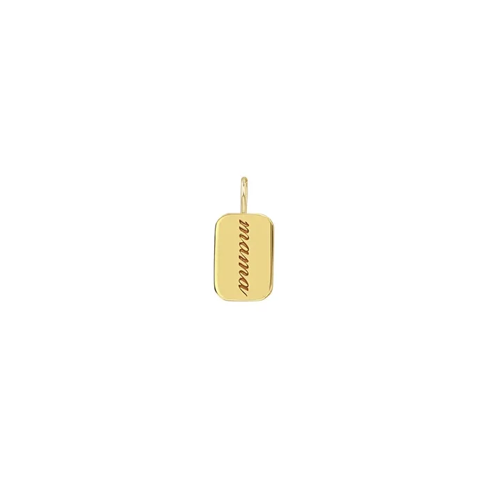 14k Engraved Script Rectangular Tag Charm