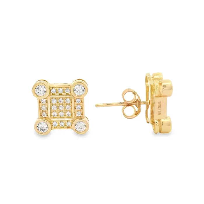 14K Full CZ Square Alt. Earrings (9MM) JTJ™