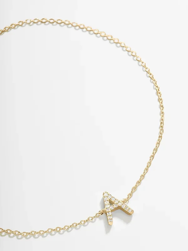 14K Gold & Diamond Initial Bracelet – Gold/Pavé