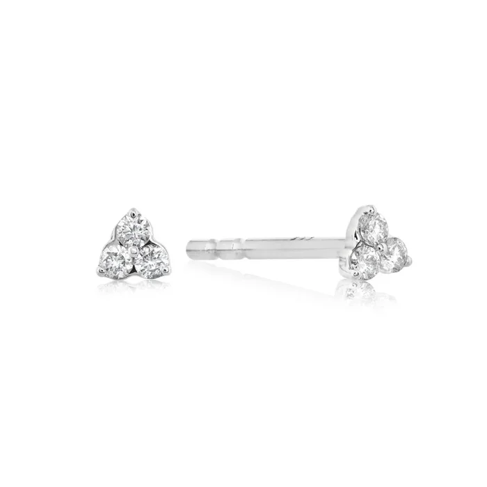 14K Gold .07 CTW Trio Diamond Stud Earrings