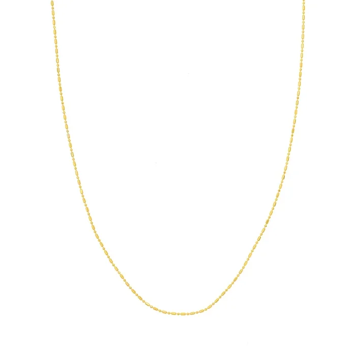 14k Gold 1.2mm Beaded Chain Necklace