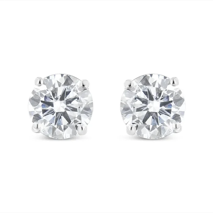 14K Gold 2.00 Cttw Lab Grown Round Brilliant-Cut Diamond Classic 4-Prong Stud Earrings with Screw Backs (F-G color, VVS2-VS1 Clarity)