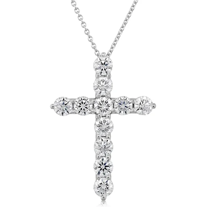 14K Gold 3 CTW Diamond Cross Pendant