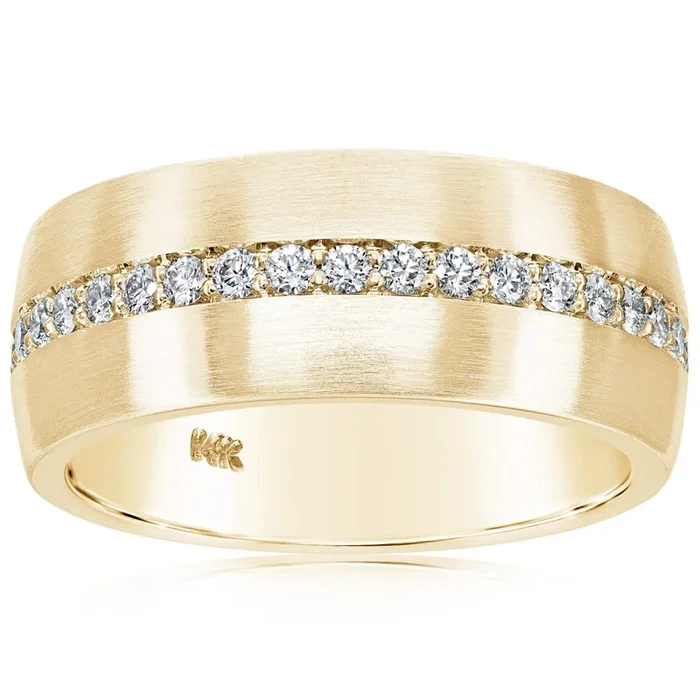 14K Gold .37 CTW Satin Finish Diamond Band
