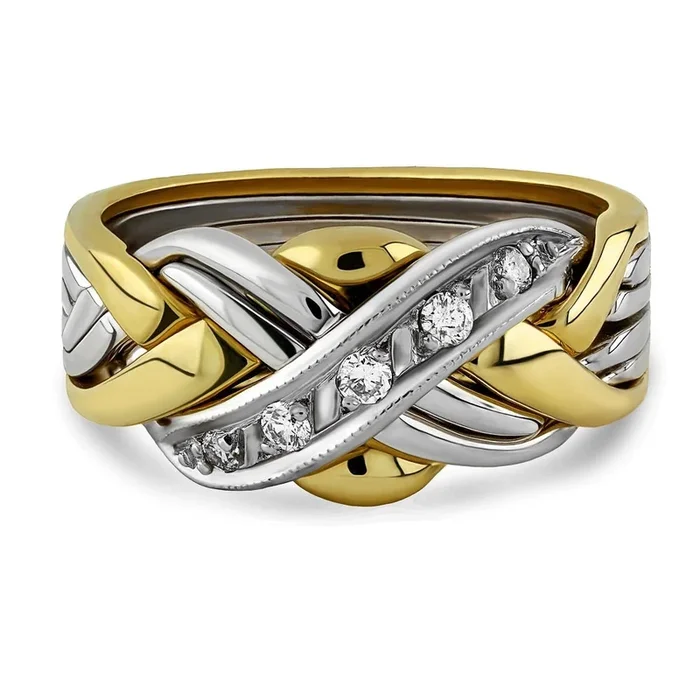 14K Gold 5 Band Diamond Puzzle Ring 5GU-5D