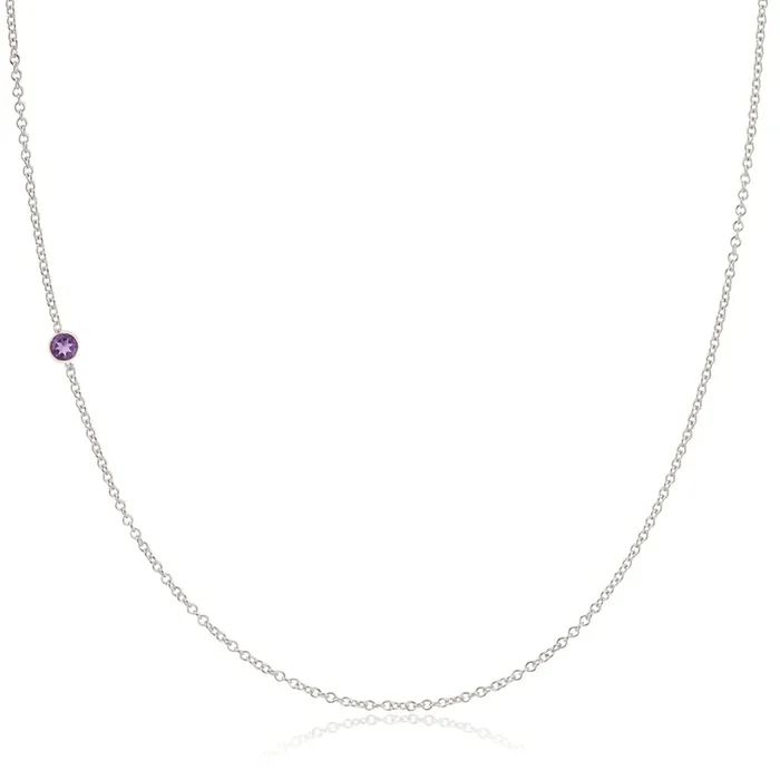 14K Gold Asymmetrical Birthstone Necklace – Amethyst (February)