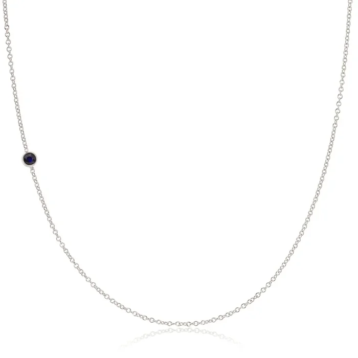 14K Gold Asymmetrical Birthstone Necklace – Sapphire (September)