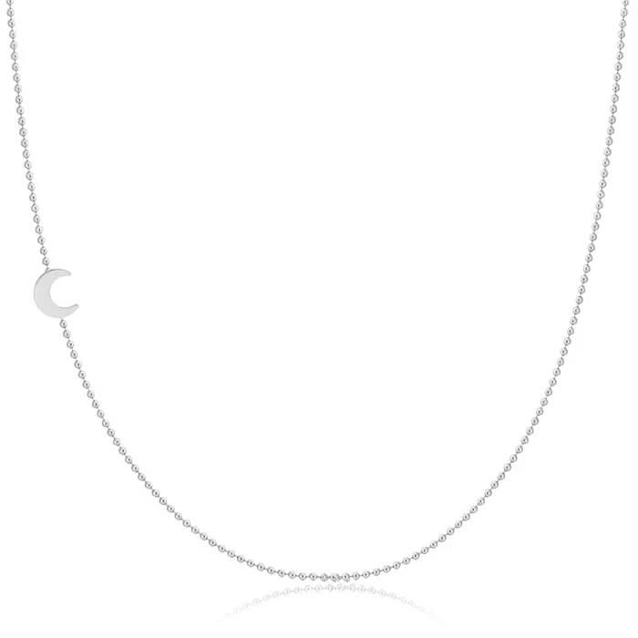 14k Gold Asymmetrical Charm Necklace – Moon
