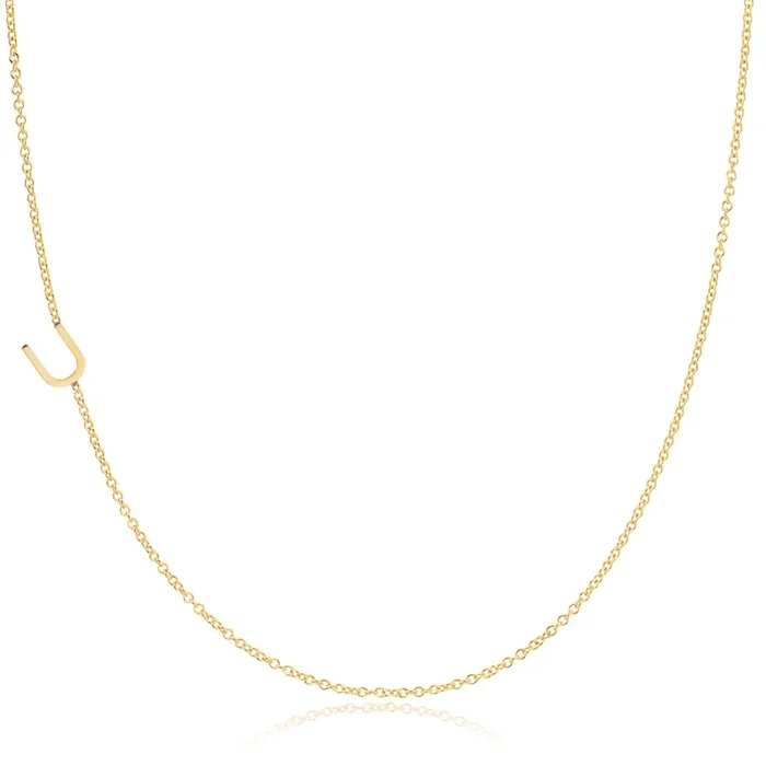14k Gold Asymmetrical Letter Necklace – U