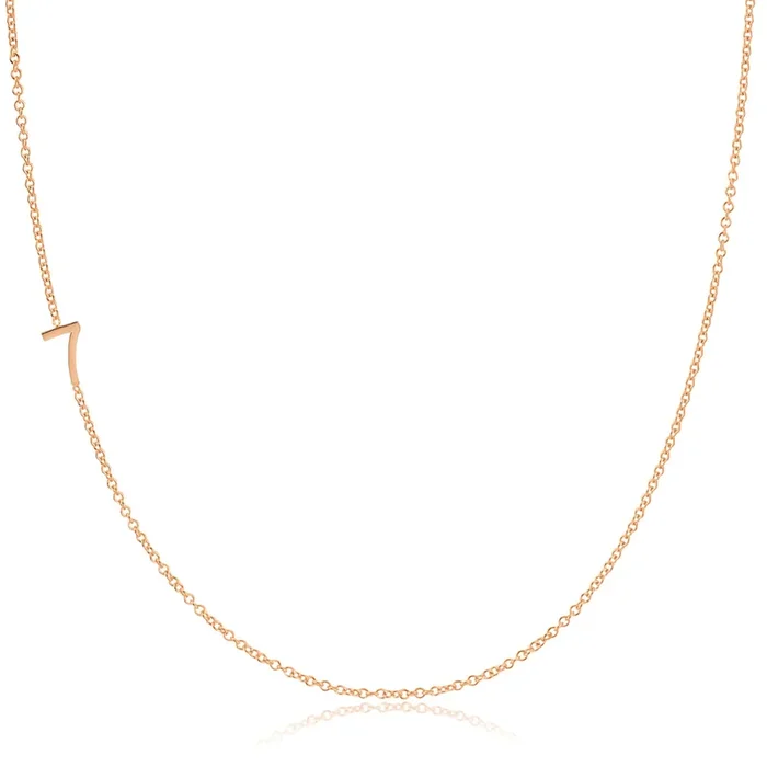 14k Gold Asymmetrical Number Necklace – 7