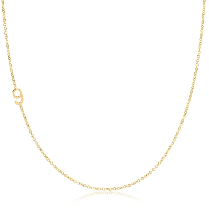 14k Gold Asymmetrical Number Necklace – 9