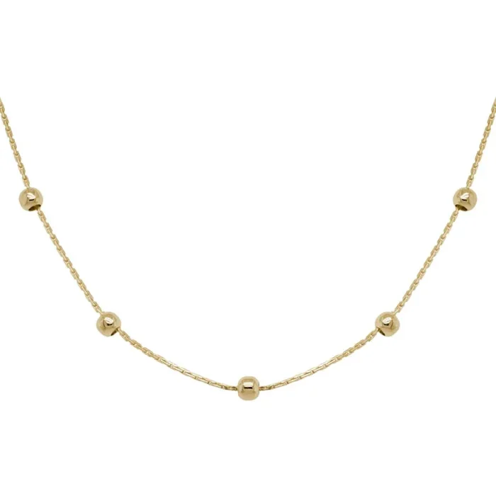 14k Gold Beaded Chain 16″