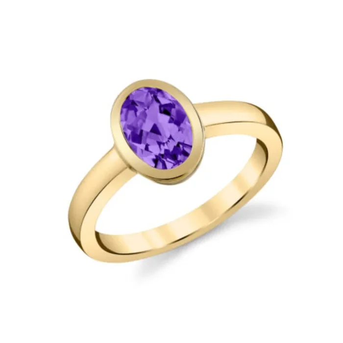 14k Gold Bezel Set Amethyst Ring