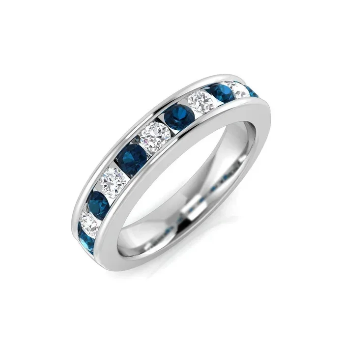 14K Gold Blue and White Diamond Eternity Ring (Blue Diamonds 0.34 cts., White Diamonds 0.38 cts.)