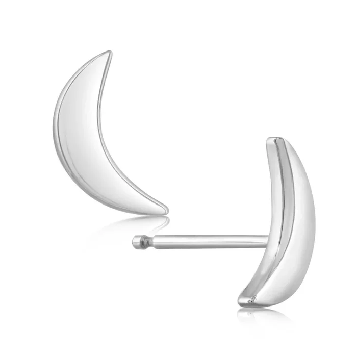 14K Gold Crescent Moon Stud Earrings