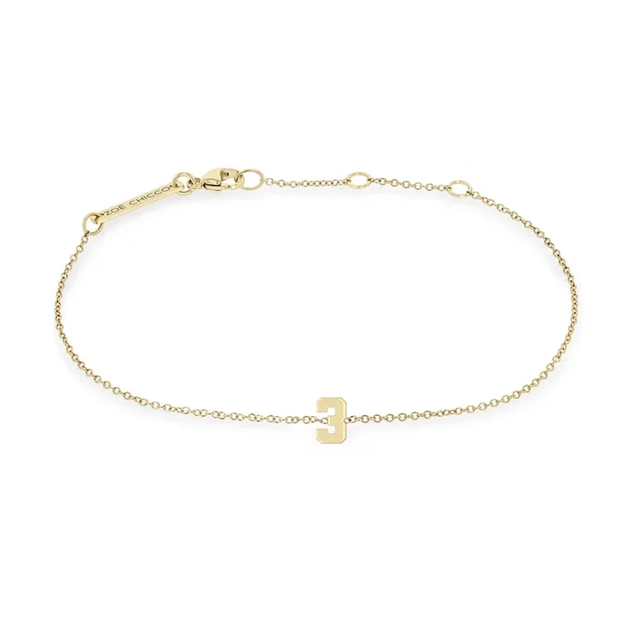14k Gold Custom Varsity Number Bracelet