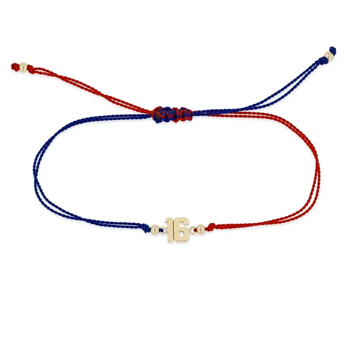 14k Gold Custom Varsity Number Cord Bracelet