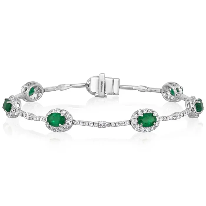 14K Gold Emerald & Diamond Bracelet