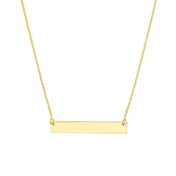 14k Gold Engravable Mini Bar Necklace
