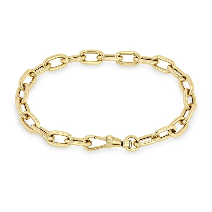 14k Gold Extra Large Square Oval Link Bracelet with Swivel Clasp