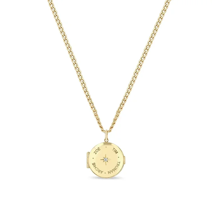 14k Gold Family Locket Necklace