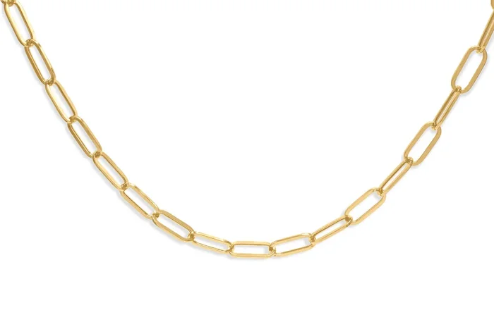 14K Gold Hollow Paperclip Chain 3-7mm