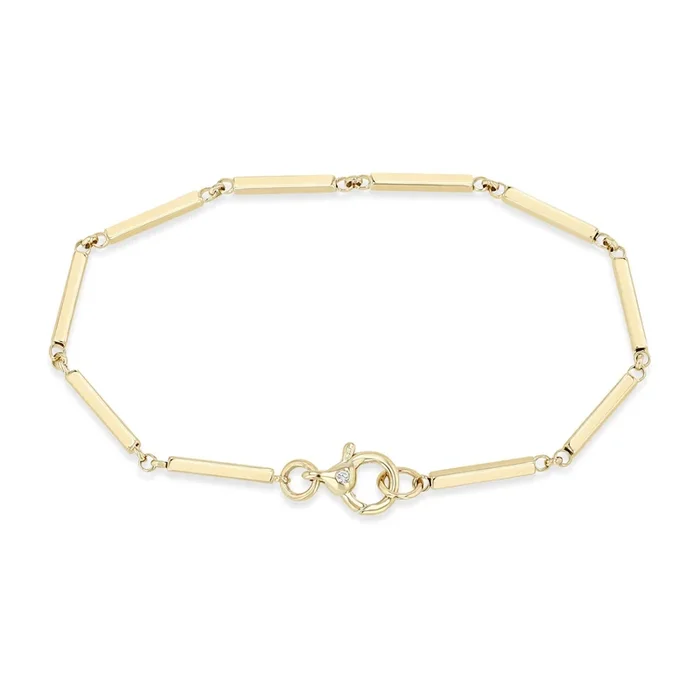 14k Gold Linked Bar Bracelet with Decorative Clasp