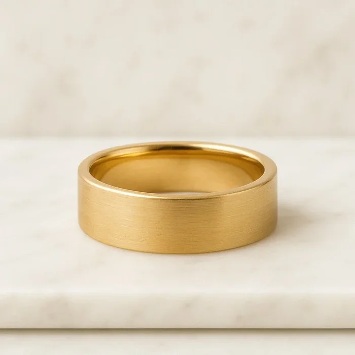14k Gold Matte Finish Wedding Band Simple Gold Unisex Band