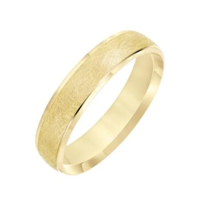 14k Gold Men’s 5mm Low Dome Carved Wedding Band