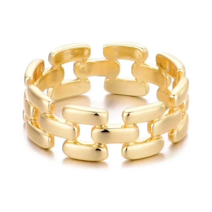 14k Gold Plated Grid Pattern Band